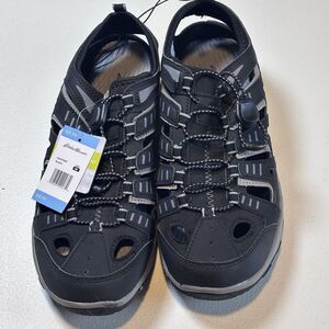 Eddie Bauer Eastport Fisherman Water Sandal Shoes Black Size 9M Bungee Laces NEW